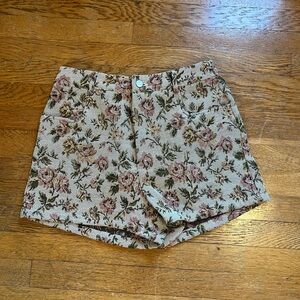 Vintage Floral Mini Skirt with Slits Women's Size M Multicolor